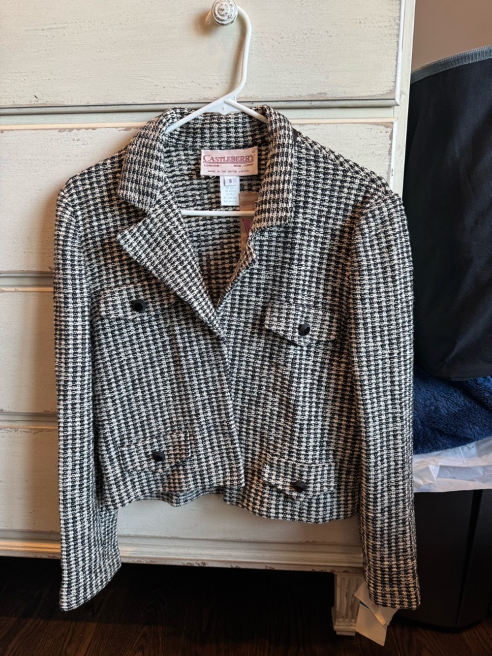 Castleberry Black & White Houndstooth Blazer Jacket